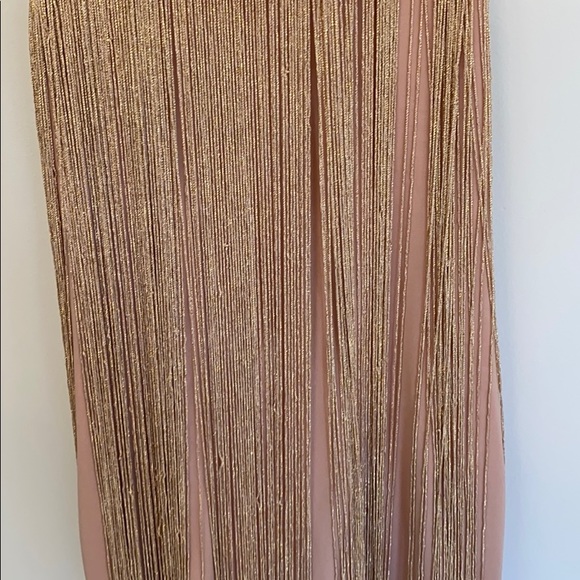 Rose gold fringe overlay Forever 21 mini dress - Picture 3 of 3